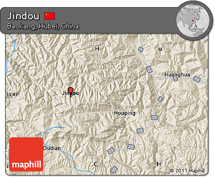 Shaded Relief Map of Jindou