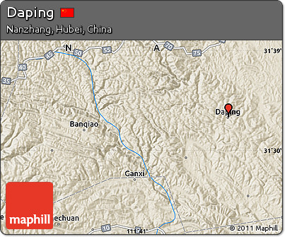 Shaded Relief Map of Daping