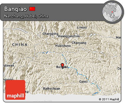Shaded Relief Panoramic Map of Banqiao