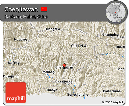 Shaded Relief Panoramic Map of Chenjiawan