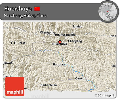 Shaded Relief Panoramic Map of Huaishuya