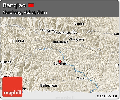 Shaded Relief Panoramic Map of Banqiao