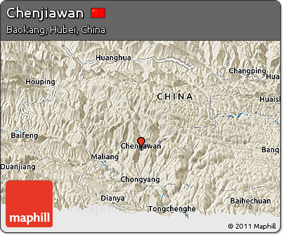 Shaded Relief Panoramic Map of Chenjiawan