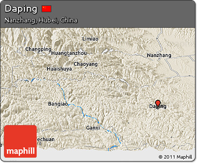 Shaded Relief Panoramic Map of Daping
