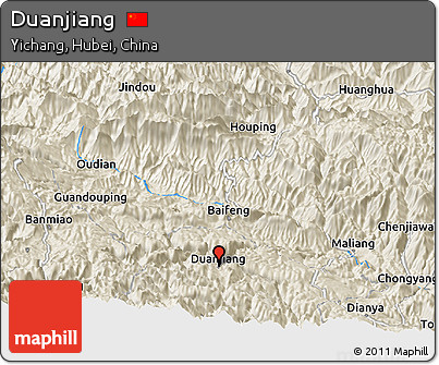Shaded Relief Panoramic Map of Duanjiang