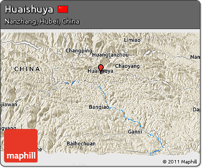 Shaded Relief Panoramic Map of Huaishuya