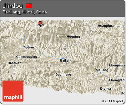 Shaded Relief Panoramic Map of Jindou