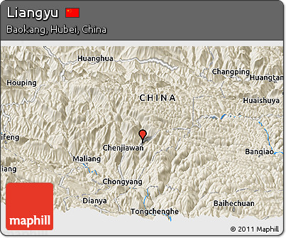 Shaded Relief Panoramic Map of Liangyu