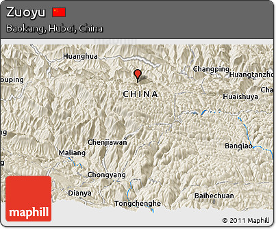 Shaded Relief Panoramic Map of Zuoyu