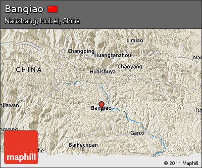 Shaded Relief Panoramic Map of Banqiao