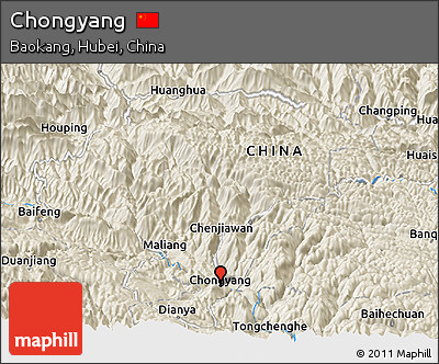 Shaded Relief Panoramic Map of Chongyang