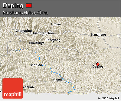 Shaded Relief Panoramic Map of Daping