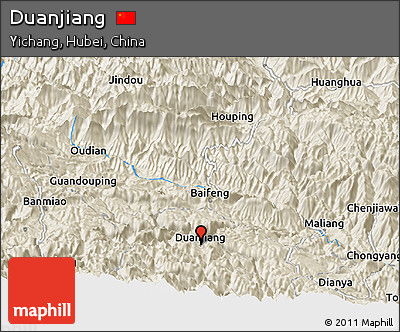 Shaded Relief Panoramic Map of Duanjiang