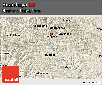 Shaded Relief Panoramic Map of Huaishuya