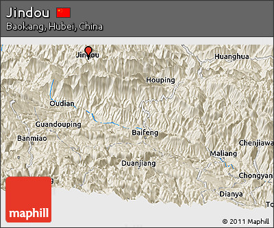 Shaded Relief Panoramic Map of Jindou