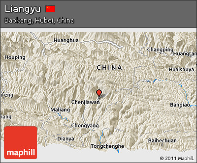 Shaded Relief Panoramic Map of Liangyu