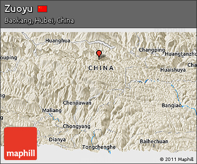 Shaded Relief Panoramic Map of Zuoyu
