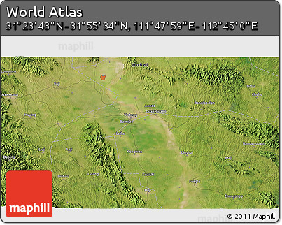 Satellite 3D Map of the Area around 31° 39' 38" N, 112° 16' 30" E