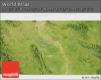 Satellite 3D Map of the Area around 31° 39' 38" N, 112° 16' 30" E