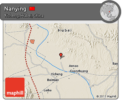 Shaded Relief 3D Map of Nanying