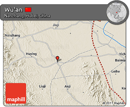 Shaded Relief 3D Map of Wu'an