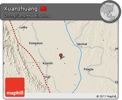 Shaded Relief 3D Map of Xuanzhuang