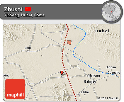 Shaded Relief 3D Map of Zhushi