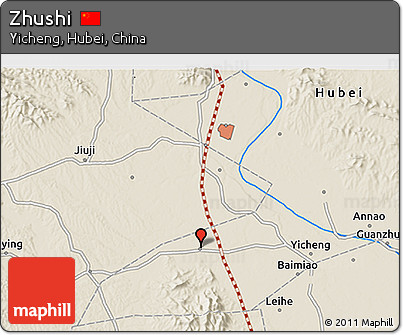 Shaded Relief 3D Map of Zhushi