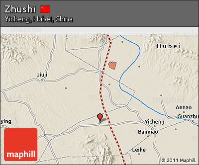Shaded Relief 3D Map of Zhushi