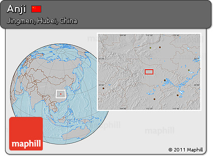 Gray Location Map of Anji, hill shading