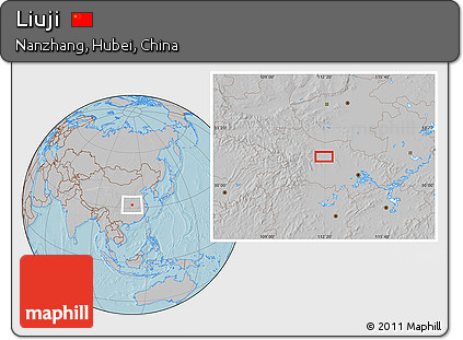 Gray Location Map of Liuji, hill shading