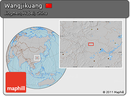 Gray Location Map of Wangjikuang, hill shading
