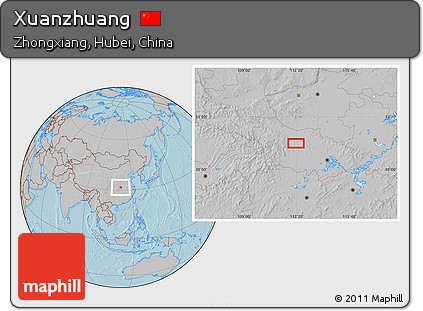 Gray Location Map of Xuanzhuang, hill shading