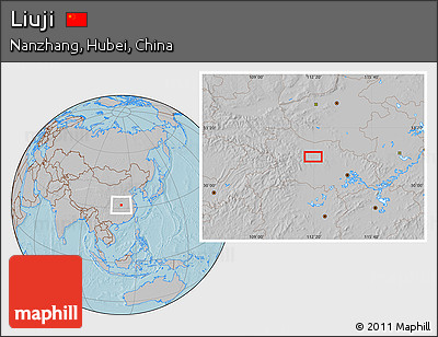 Gray Location Map of Liuji, hill shading