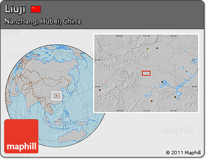 Gray Location Map of Liuji, hill shading