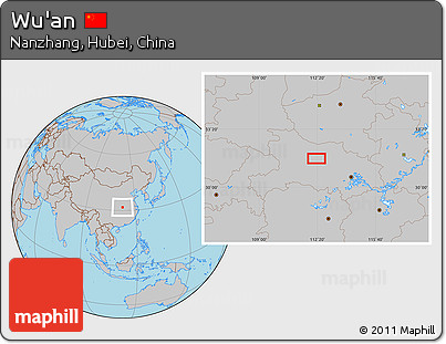 Gray Location Map of Wu'an