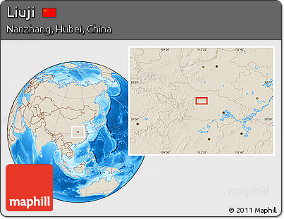Shaded Relief Location Map of Liuji