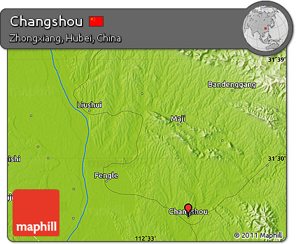 Physical Map of Changshou