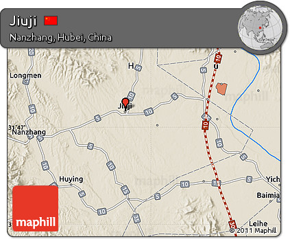 Shaded Relief Map of Jiuji