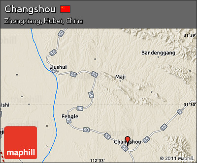 Shaded Relief Map of Changshou
