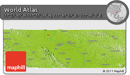 Physical Panoramic Map of the Area around 31° 39' 38" N, 112° 16' 30" E