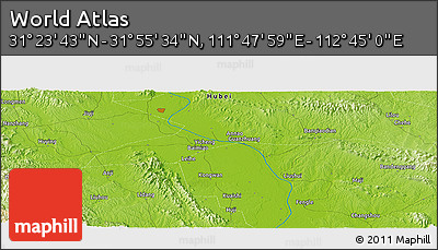 Physical Panoramic Map of the Area around 31° 39' 38" N, 112° 16' 30" E