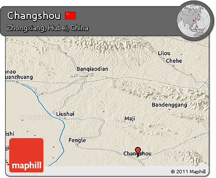Shaded Relief Panoramic Map of Changshou