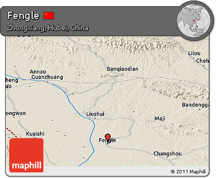 Shaded Relief Panoramic Map of Fengle