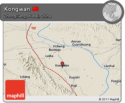 Shaded Relief Panoramic Map of Kongwan