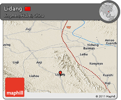 Shaded Relief Panoramic Map of Lidang