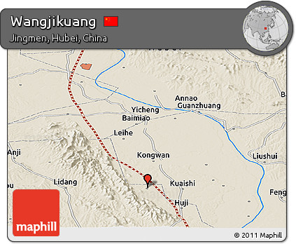 Shaded Relief Panoramic Map of Wangjikuang