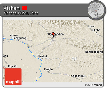 Shaded Relief Panoramic Map of Xishan