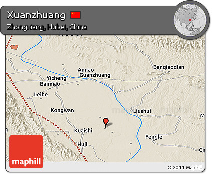 Shaded Relief Panoramic Map of Xuanzhuang
