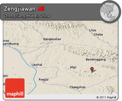 Shaded Relief Panoramic Map of Zengjiawan